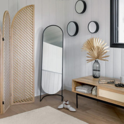 Miroir sur pied en métal "Jef" - Noir - L 39 x H 140 cm