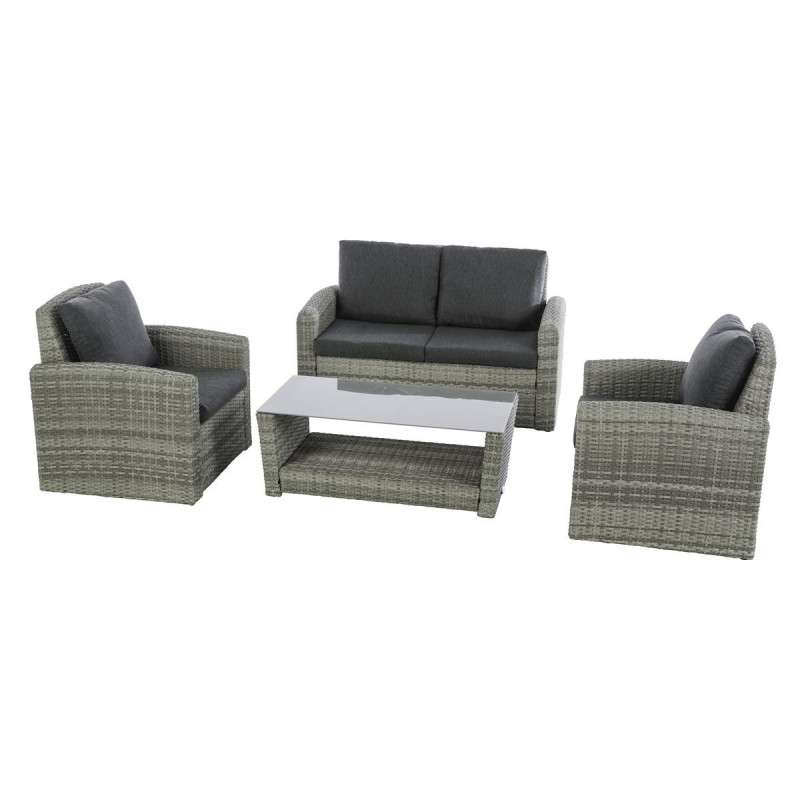 Salon de jardin 4 places "Polynesia" - Gris/Marron - L 148 x P 78 x H 186 cm