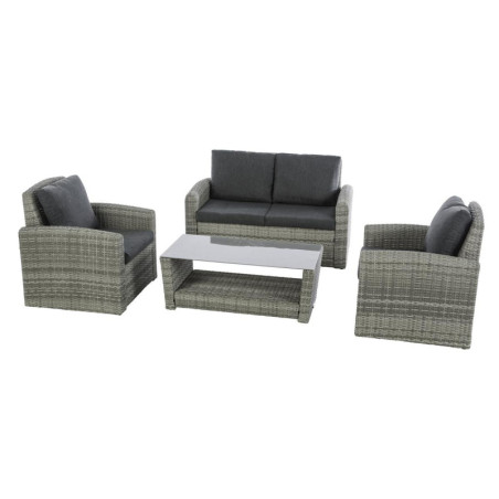 Salon de jardin 4 places "Polynesia" - Gris/Marron - L 148 x P 78 x H 186 cm