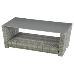 Salon de jardin 4 places "Polynesia" - Gris/Marron - L 148 x P 78 x H 186 cm