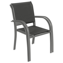 Fauteuil de jardin empilable en aluminium "Piazza" - Gris anthracite - L 56 x P 65 x H 88 cm