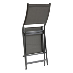 Lot de 4 chaises de jardin pliantes "Axant" - Gris anthracite - L 47 x P 60 x H 89 cm