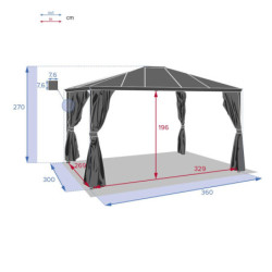 Tonnelle "Belize" - Gris graphite - P 3,6 x L 3 x H 2,7 m