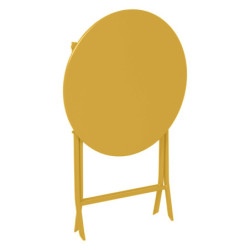 Table ronde pliante 2 places "Greensboro" - Jaune moutarde - D 60 x H 71 cm