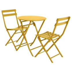 Table ronde pliante 2 places "Greensboro" - Jaune moutarde - D 60 x H 71 cm