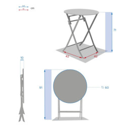 Table ronde pliante 2 places "Greensboro" - Jaune moutarde - D 60 x H 71 cm