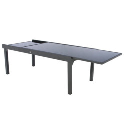Table extensible en verre trempé "Piazza" - Gris graphite - 12 places
