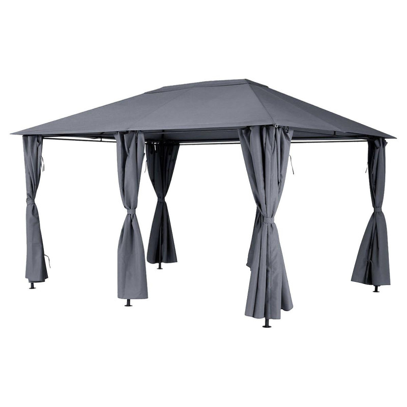 Jeu de 6 rideaux pour tonnelle "Santorini" - Gris ardoise - L 263 x H 190 cm