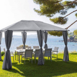 Jeu de 6 rideaux pour tonnelle "Santorini" - Gris ardoise - L 263 x H 190 cm