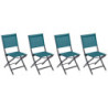 Lot de 4 chaises pliantes en aluminium "Essentia" - Bleu canard/Gris - L 45 x P 57 x H 90 cm