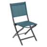 Lot de 4 chaises pliantes en aluminium "Essentia" - Bleu canard/Gris - L 45 x P 57 x H 90 cm