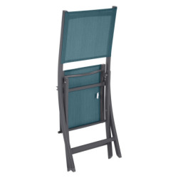 Lot de 4 chaises pliantes en aluminium "Essentia" - Bleu canard/Gris - L 45 x P 57 x H 90 cm
