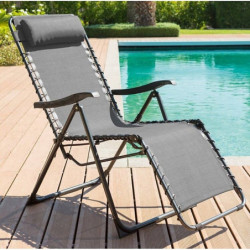Fauteuil long de jardin "Silos" - Gris anthracite - L 64 x P 93 x H 110 cm