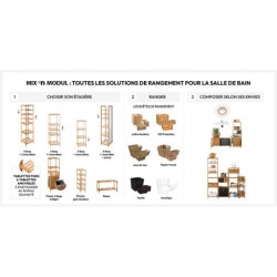 Panier rangement en bambou - Mix'N Modul - 31 x 31 cm