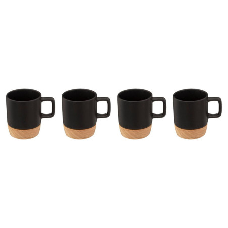 Coffret 4 tasses en bambou et faience "Modern wood" - Noir - 12 cl