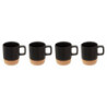 Coffret 4 tasses en bambou et faience "Modern wood" - Noir - 12 cl