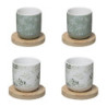 Coffret 4 tasses "Green Harmony - Vert/Blanc - 13 cl