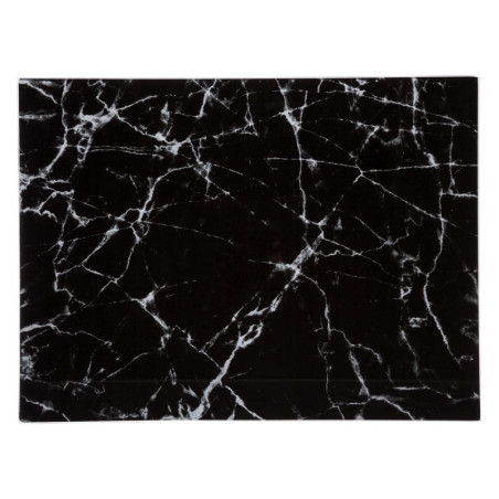 Planche à découper en verre effet marbre - Noir - L 40 x l 30 cm