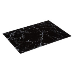 Planche à découper en verre effet marbre - Noir - L 40 x l 30 cm