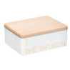 Boîte à thé en métal avec décoration en relief - Blanc/Beige - L 20,5 x l 16 x H 8,5 cm