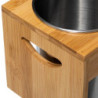 Porte ustensiles double en inox + support bambou - Beige/Argenté - L 23 cm