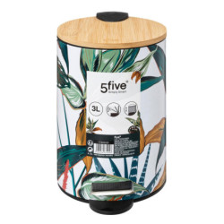 Poubelle en métal et bambou soft close "Palawan" - Multicolore - 3L