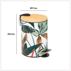Poubelle en métal et bambou soft close "Palawan" - Multicolore - 3L