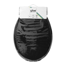 Abattant WC avec couvercle en bois laqué - Noir - L 37 x P 43cm