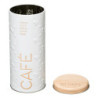 Boîte à capsules en métal à relief "Scandi Edition" - Blanc/Beige - D 7,5 x H 17,5 cm