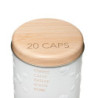 Boîte à capsules en métal à relief "Scandi Edition" - Blanc/Beige - D 7,5 x H 17,5 cm