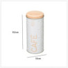 Boîte à capsules en métal à relief "Scandi Edition" - Blanc/Beige - D 7,5 x H 17,5 cm