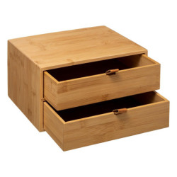 Boîte à 2 tiroirs en bambou "Tidy smart" - Marron clair - L 25 x H 14 cm