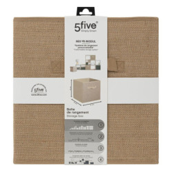 Boite rangement en toile de jute "Mix N'Modul" - Beige - 31 x 31 cm