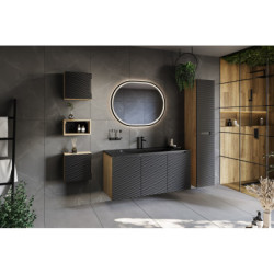 Cabinet haut cubique - H 35 x L 35 x P 19 cm - Wavy Black