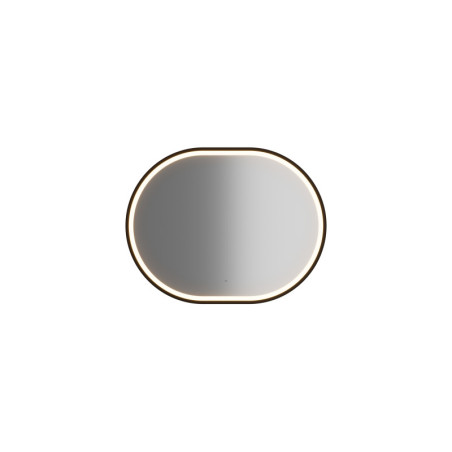 Miroir mural oval Led tactil - Cadre noir - L 90 x l 70 cm - Lustro Apollo