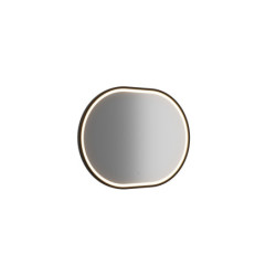 Miroir mural oval Led tactil - Cadre noir - L 90 x l 70 cm - Lustro Apollo