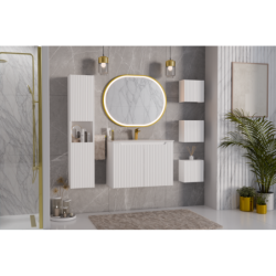 Miroir mural oval Led tactil - Cadre doré - L 90 x l 70 cm - Lustro Apollo