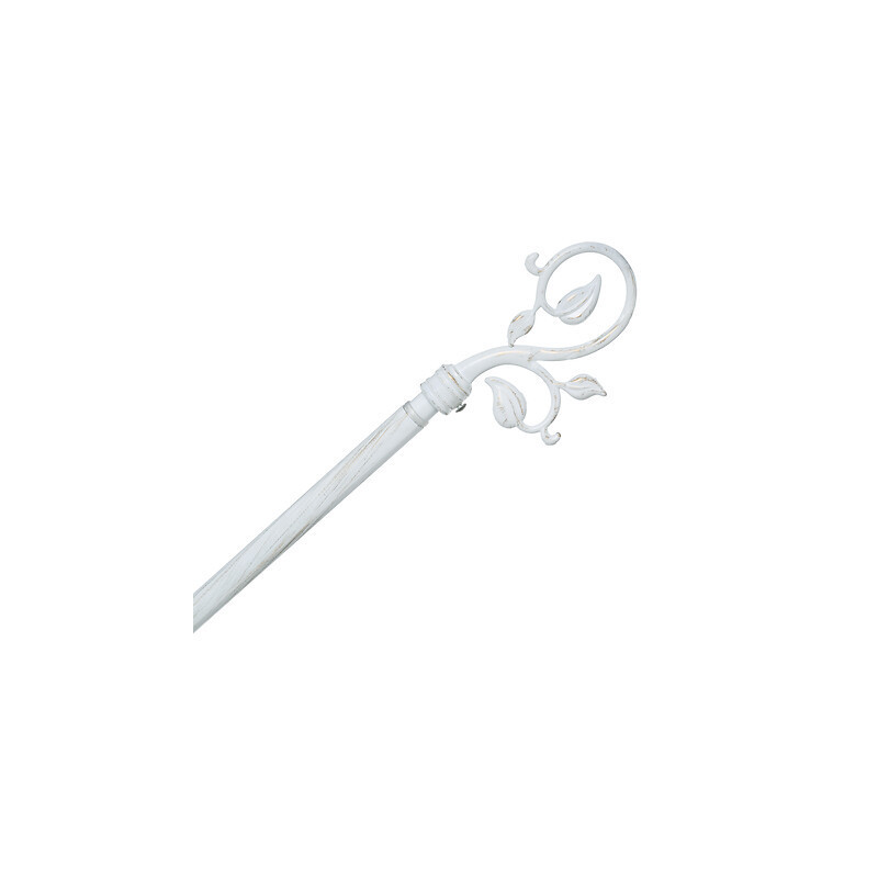 Tringle en métal réglable 120 à 210 cm - D 1,9 cm - Embout Arabesque - Blanc