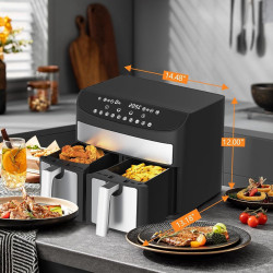 Airfryer XXL à double compartiments - 2 x 8L - 2400W