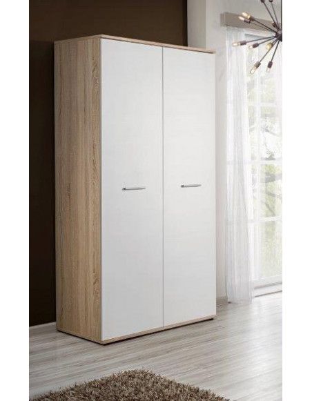 Armoire-penderie - DINO - 90 cm x 191 cm x 55 cm - Chêne et blanc