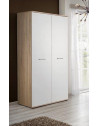 Armoire-penderie - DINO - 90 cm x 191 cm x 55 cm - Chêne et blanc