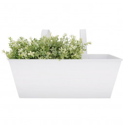 Jardinière blanche pour balcon - Zinc -  40 cm x 26,5 cm x23,3 cm