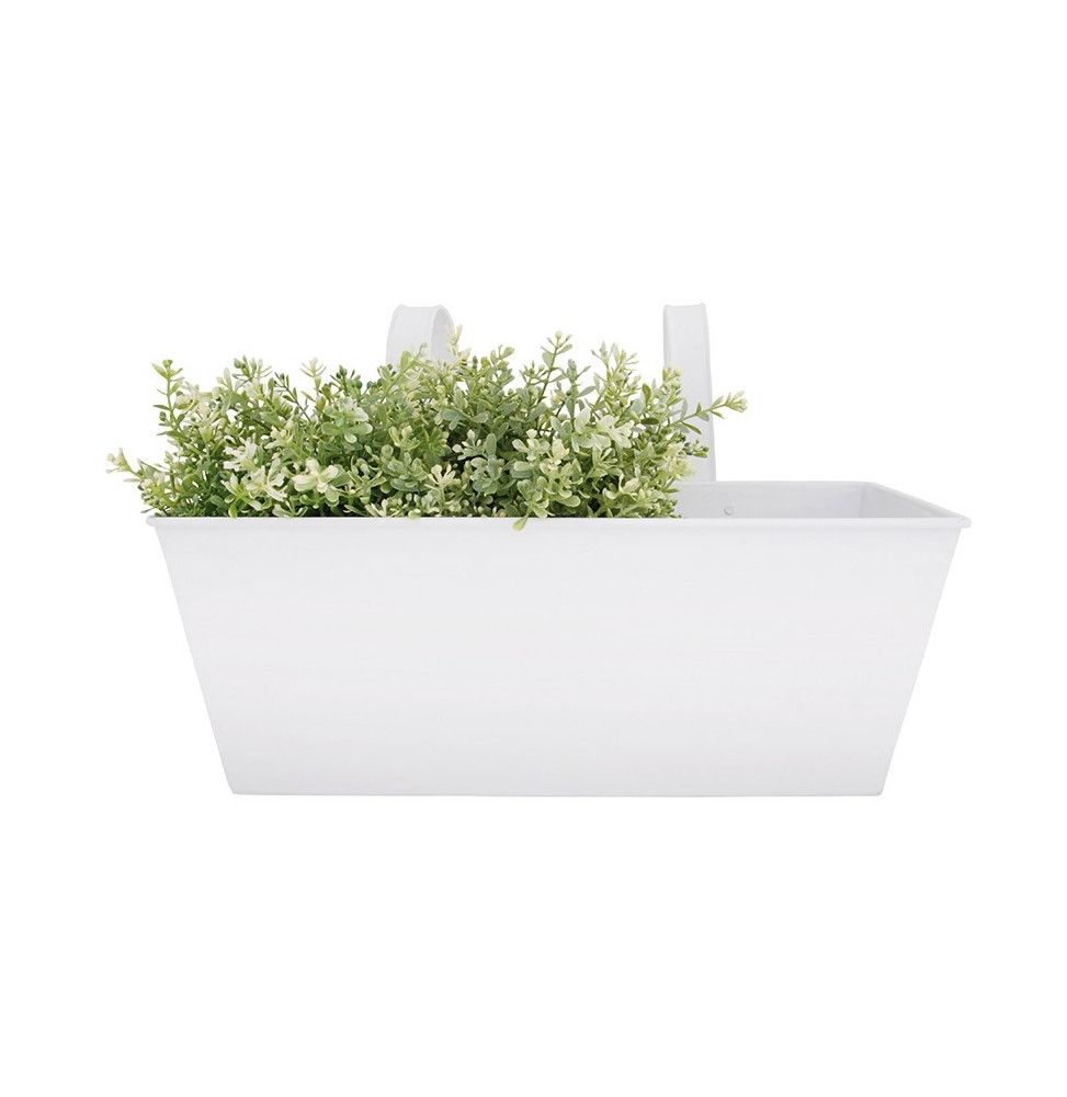 Jardinière blanche pour balcon - Zinc -  40 cm x 26,5 cm x23,3 cm