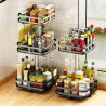 Etagère rotative multirangements H 59 cm x L 24 cm : épices, boîtes, flacons | Support carré 3 niveaux | Noir