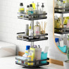 Etagère rotative multirangements H 59 cm x L 24 cm : épices, boîtes, flacons | Support carré 3 niveaux | Noir