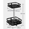 Etagère rotative multirangements 43,5 cm x L 24 cm : épices, boîtes, flacons | Support carré 2 niveaux | Noir