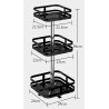 Etagère rotative multirangements H 59 cm x L 24 cm : épices, boîtes, flacons | Support carré 3 niveaux | Noir