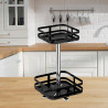 Etagère rotative multirangements 43,5 cm x L 24 cm : épices, boîtes, flacons | Support carré 2 niveaux | Noir