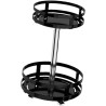 Etagère rotative multirangements H 43,5 cm x D 26 cm : épices, boîtes, flacons | Support rond 2 niveaux | Noir
