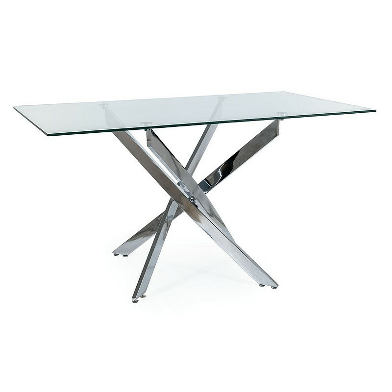 Table rectangulaire "Agis II" - Transparent/Chrome - L 140 x l 80 cm